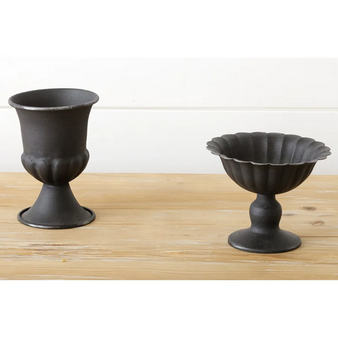 Mini Fluted Urns Black 2 Styles- Elegant Decor Pieces