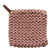 Cotton Crocheted Pot Holder w/ Leather Loop/ Spring