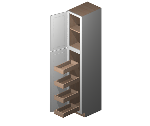 15″ Vanity Linen Closet – Deep Roll Out Trays – Special Door - VLC152184 CC4ROT SD