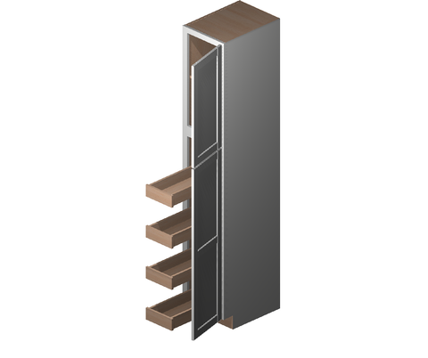 15″ Vanity Linen Closet – Deep Roll Out Trays – Special Door - VLC152184 CC4ROT SD