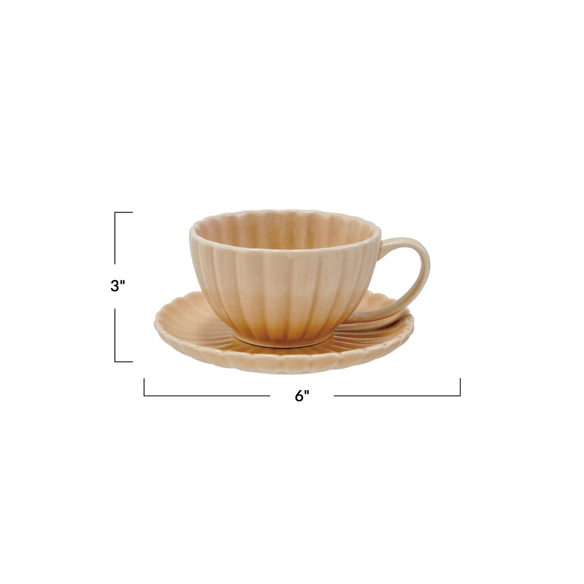 10 oz. Stoneware Ribbed Mug w/ Saucer – Picture Perfect Kitchen Home