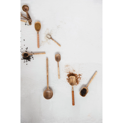 Mango Wood Spoon Bamboo Wrapped