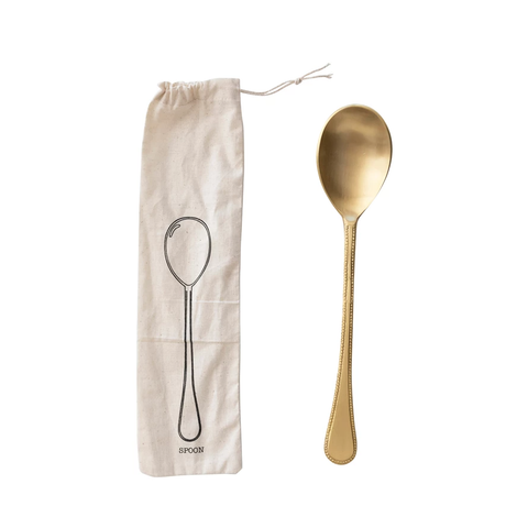 Brass Spoon in Printed Drawstring BagBrass Spoon in Printed Drawstring Bag | Picture Perfect Kitchen Designs