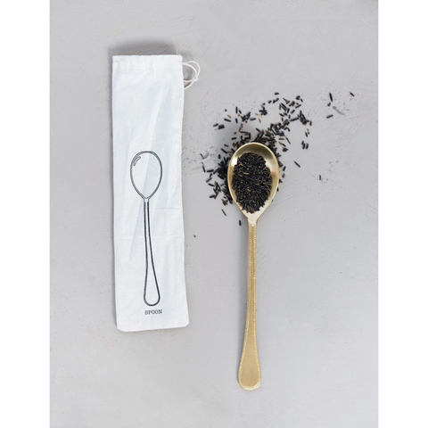 Brass Spoon in Printed Drawstring BagBrass Spoon in Printed Drawstring Bag | Picture Perfect Kitchen Designs