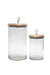 LG. MANGO WOOD AND GLASS COVERED JAR H6.25" - CLEAR & NATURAL