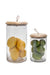 SM. MANGO WOOD AND GLASS COVERED JAR H5.25" - CLEAR & NATURAL